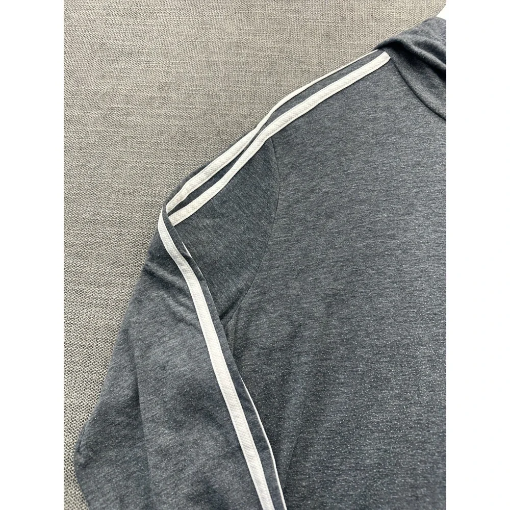 Adidas Aeroready Primegreen Hoodie Men 2XL Heather Gray Striped Running Athletic